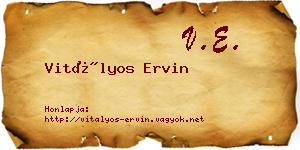 Vitályos Ervin névjegykártya